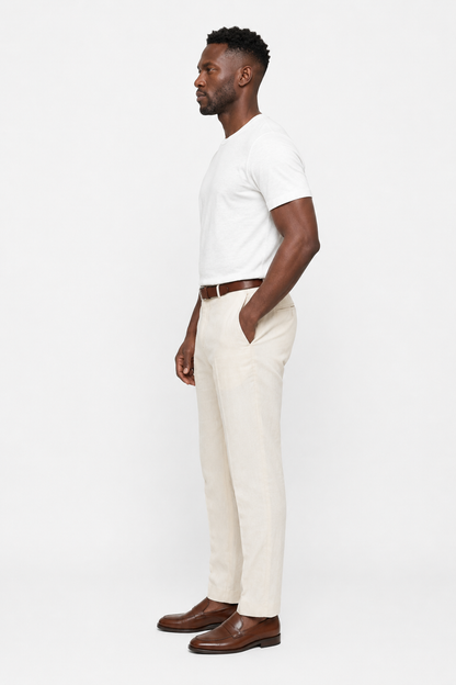 Mens Slim Fit White Cotton Tee