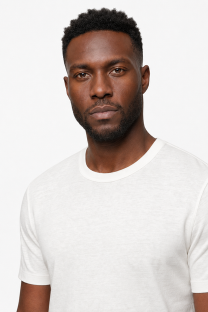 Mens Slim Fit White Cotton Tee