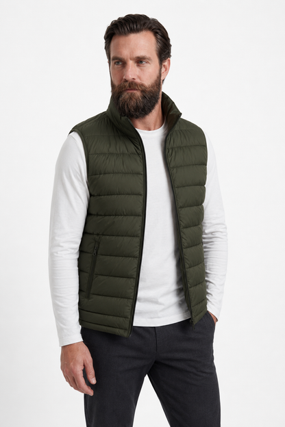 Mens Premium Army Green Polyester Puffer Vest