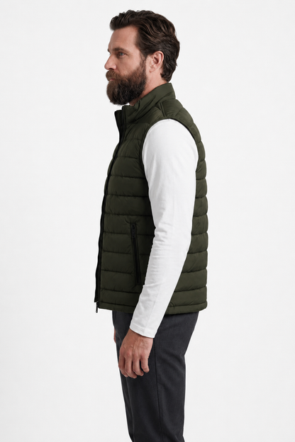 Mens Premium Army Green Polyester Puffer Vest