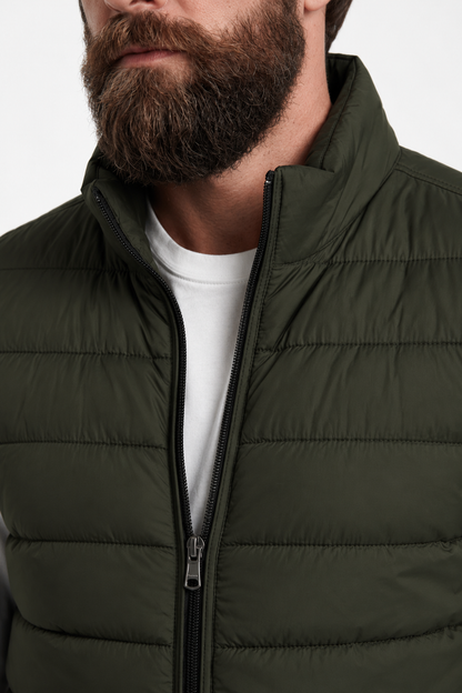 Mens Premium Army Green Polyester Puffer Vest
