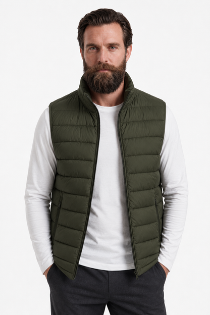 Mens Premium Army Green Polyester Puffer Vest