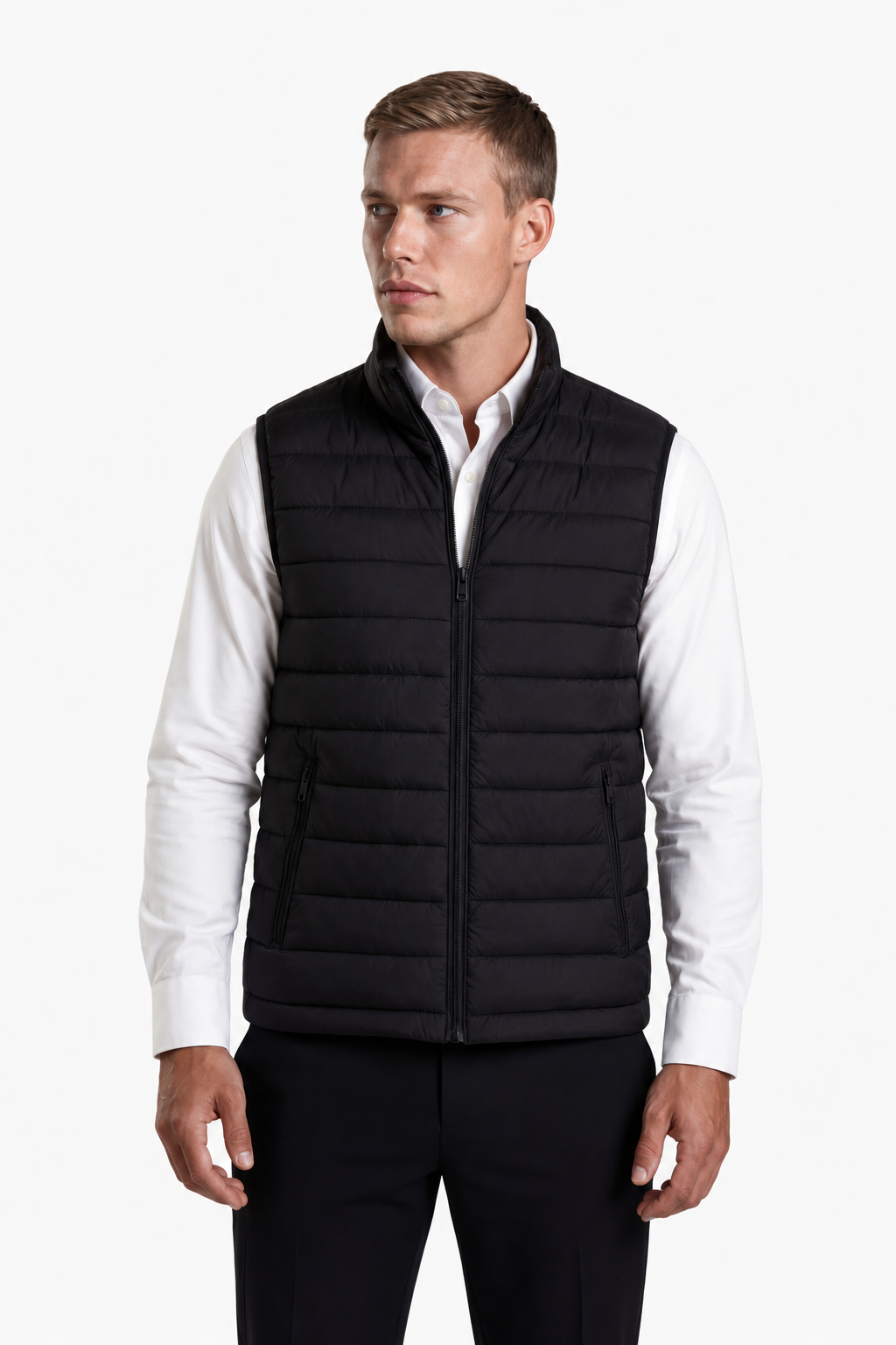 Men's Puffer Vest – Warm, Lightweight Polyester Vest with Zipper for Men