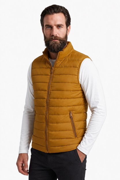 Mens Regular Fit Turmeric Polyester Puffer Vest