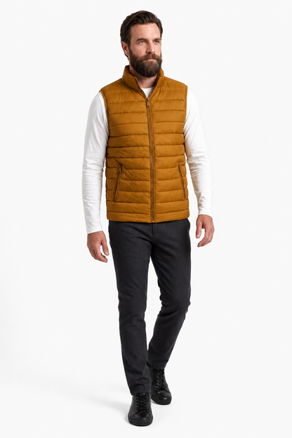 Mens Regular Fit Turmeric Polyester Puffer Vest
