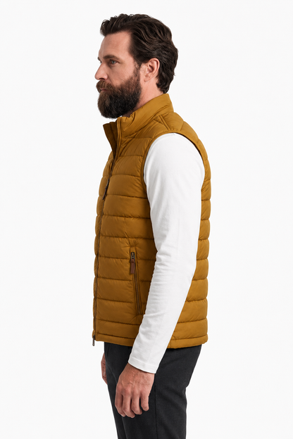 Mens Regular Fit Turmeric Polyester Puffer Vest