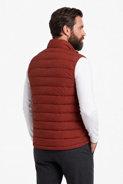 Mens Regular Fit Brick Red Polyester Puffer Vest