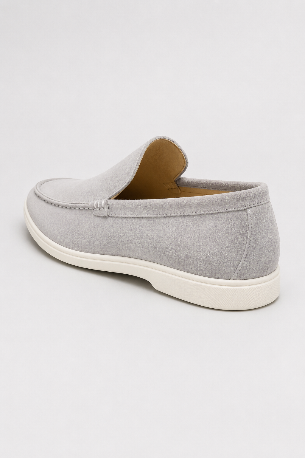 Light Gray Suede Penny Loafers for Men - Handmade Italian Men's Shoes
