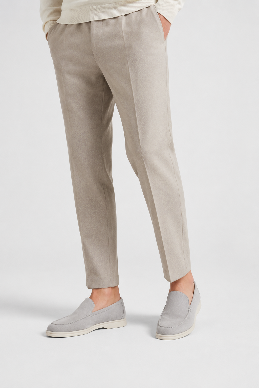 Light Gray Suede Penny Loafers for Men - Handmade Italian Men's Shoes