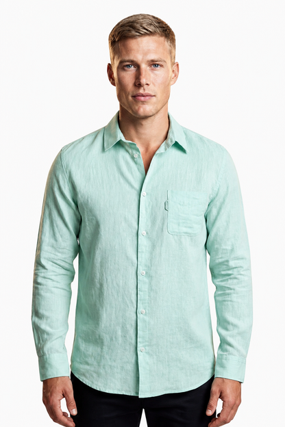 Mens Regular Fit Mint Green Microfiber Shirt