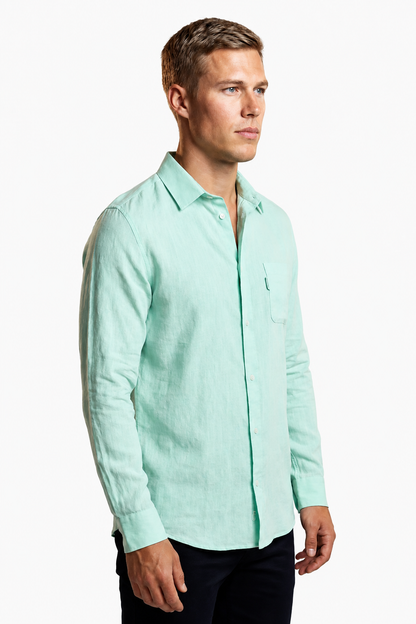 Mens Regular Fit Mint Green Microfiber Shirt