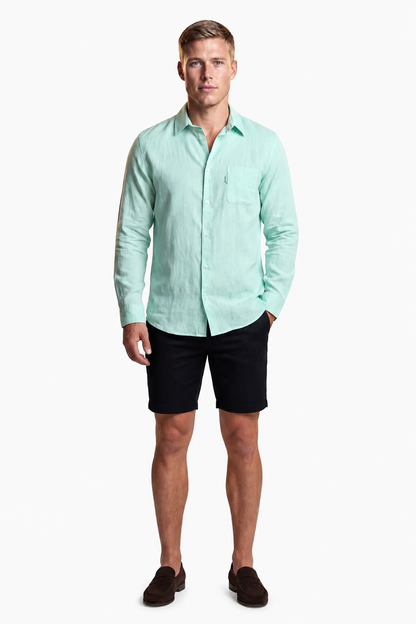 Mens Regular Fit Mint Green Microfiber Shirt