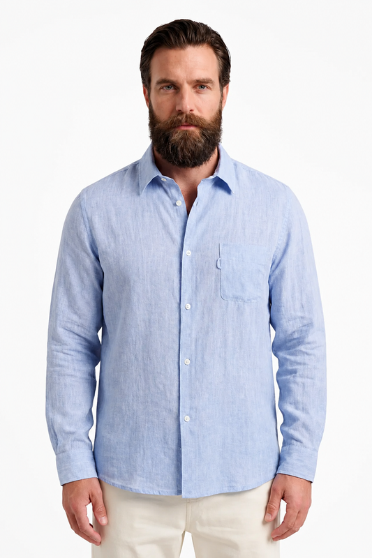 Light Blue Microfiber Shirt for Men – Regular Fit in Breathable Microfiber for Summer