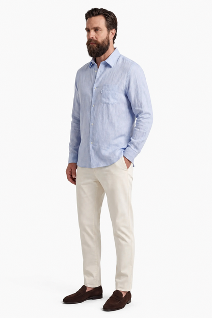Mens Regular Fit Light Blue Microfiber Shirt