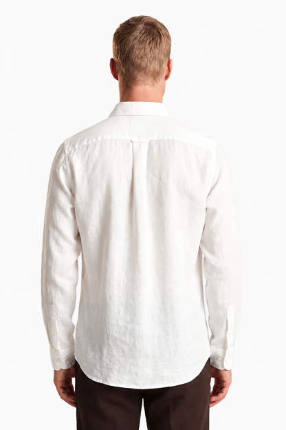 Mens Regular Fit White Microfiber Shirt