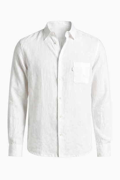 Mens Regular Fit White Microfiber Shirt