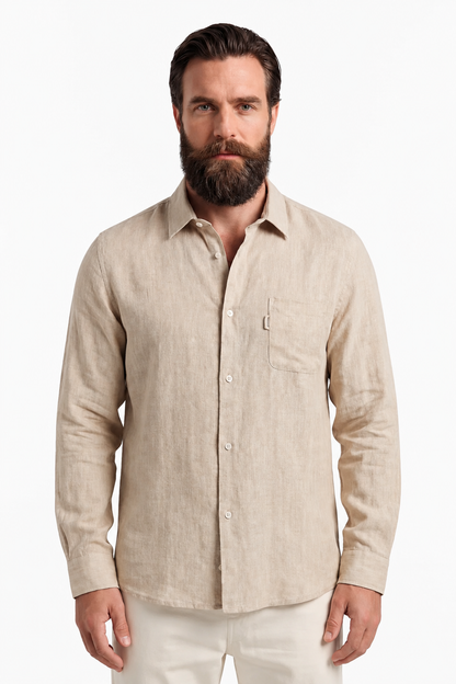 Mens Regular Fit Sand Microfiber Shirt