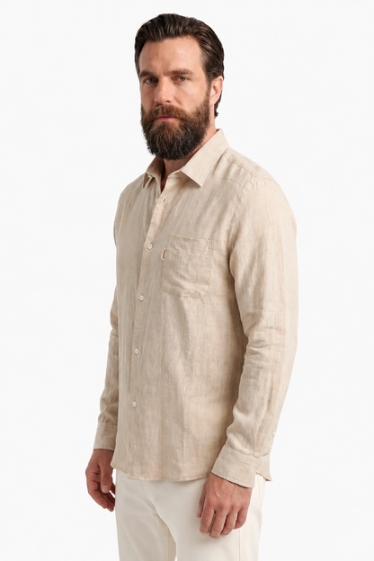 Mens Regular Fit Sand Microfiber Shirt