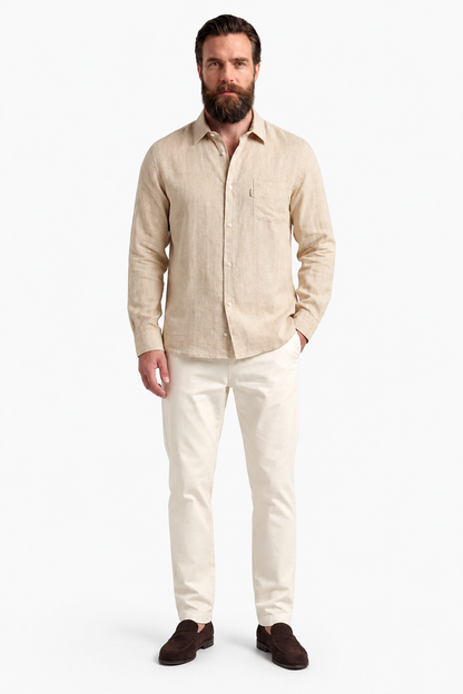 Mens Regular Fit Sand Microfiber Shirt