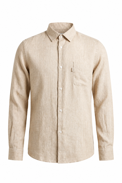 Mens Regular Fit Sand Microfiber Shirt