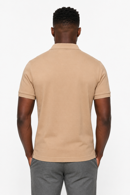 Mens Classic Sand Linen Polo
