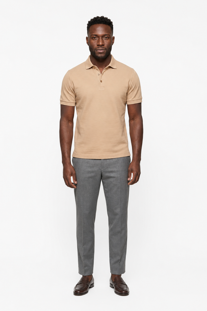 Mens Classic Sand Linen Polo