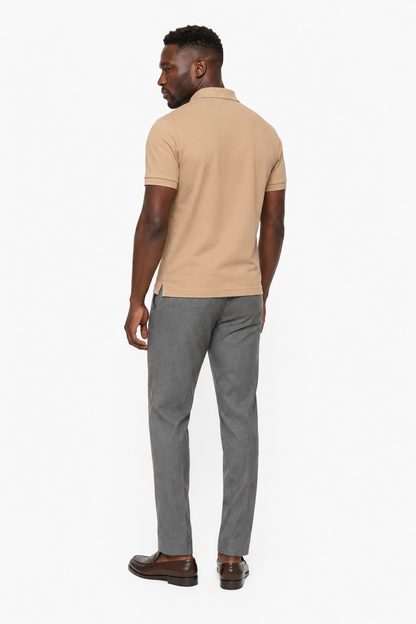 Mens Classic Sand Linen Polo
