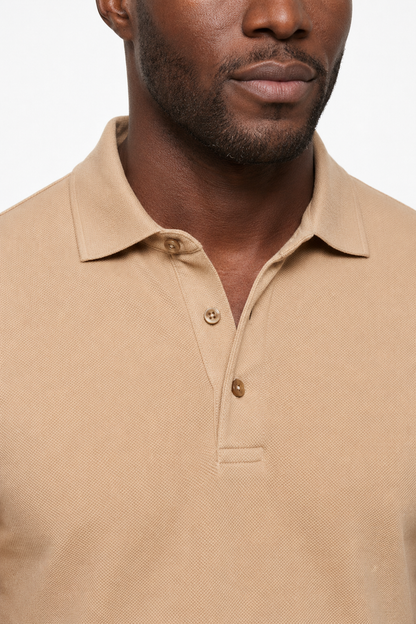 Mens Classic Sand Linen Polo