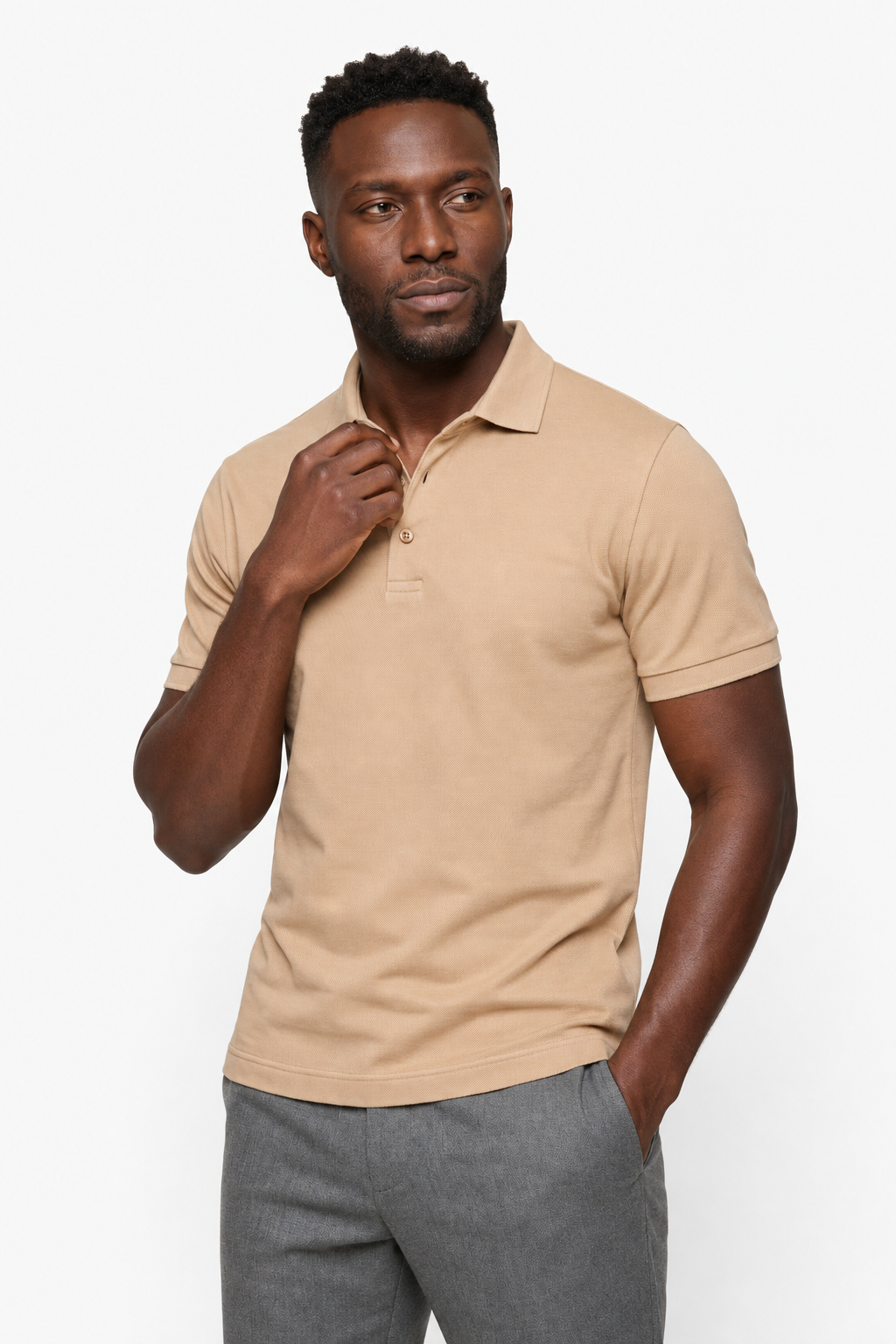 Sand-Colored Linen Polo for Men - 100% Linen Summer Polo