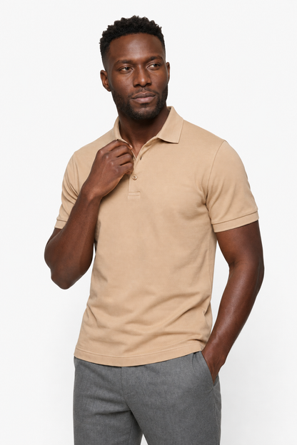 Mens Classic Sand Linen Polo