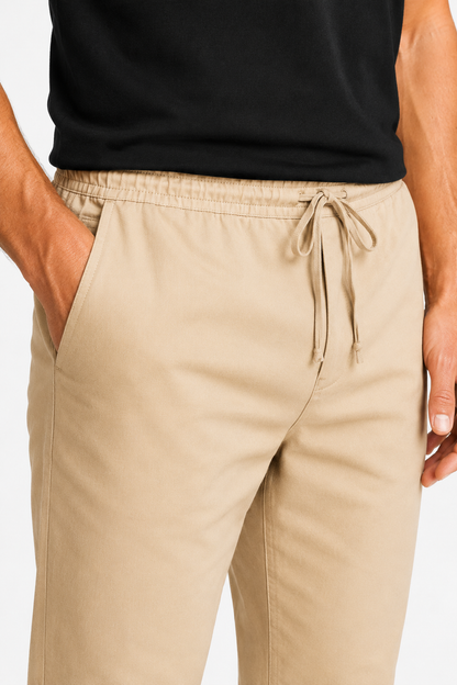 Mens Regular Fit Beige Wool Trousers