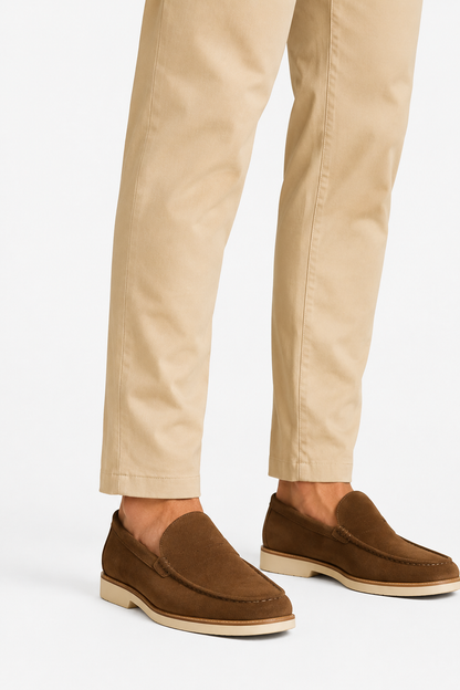 Mens Regular Fit Beige Wool Trousers