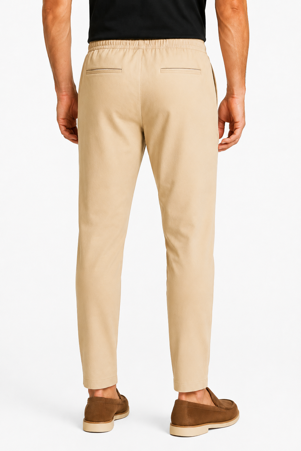 Men's Pants - Beige - Wool - Regular Fit with Drawstring