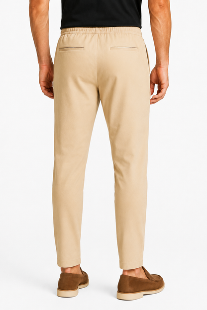 Mens Regular Fit Beige Wool Trousers