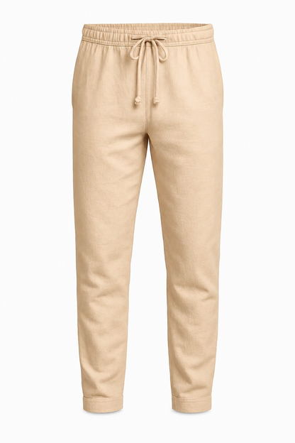 Mens Regular Fit Beige Wool Trousers