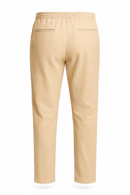 Mens Regular Fit Beige Wool Trousers