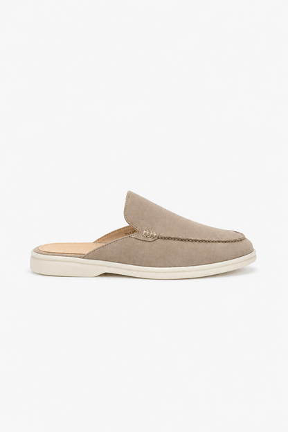 Mens Sand Linen Mule Loafers