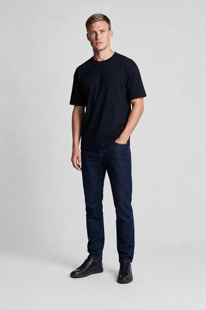 Mens Short Sleeve Black Cotton Blend Tee