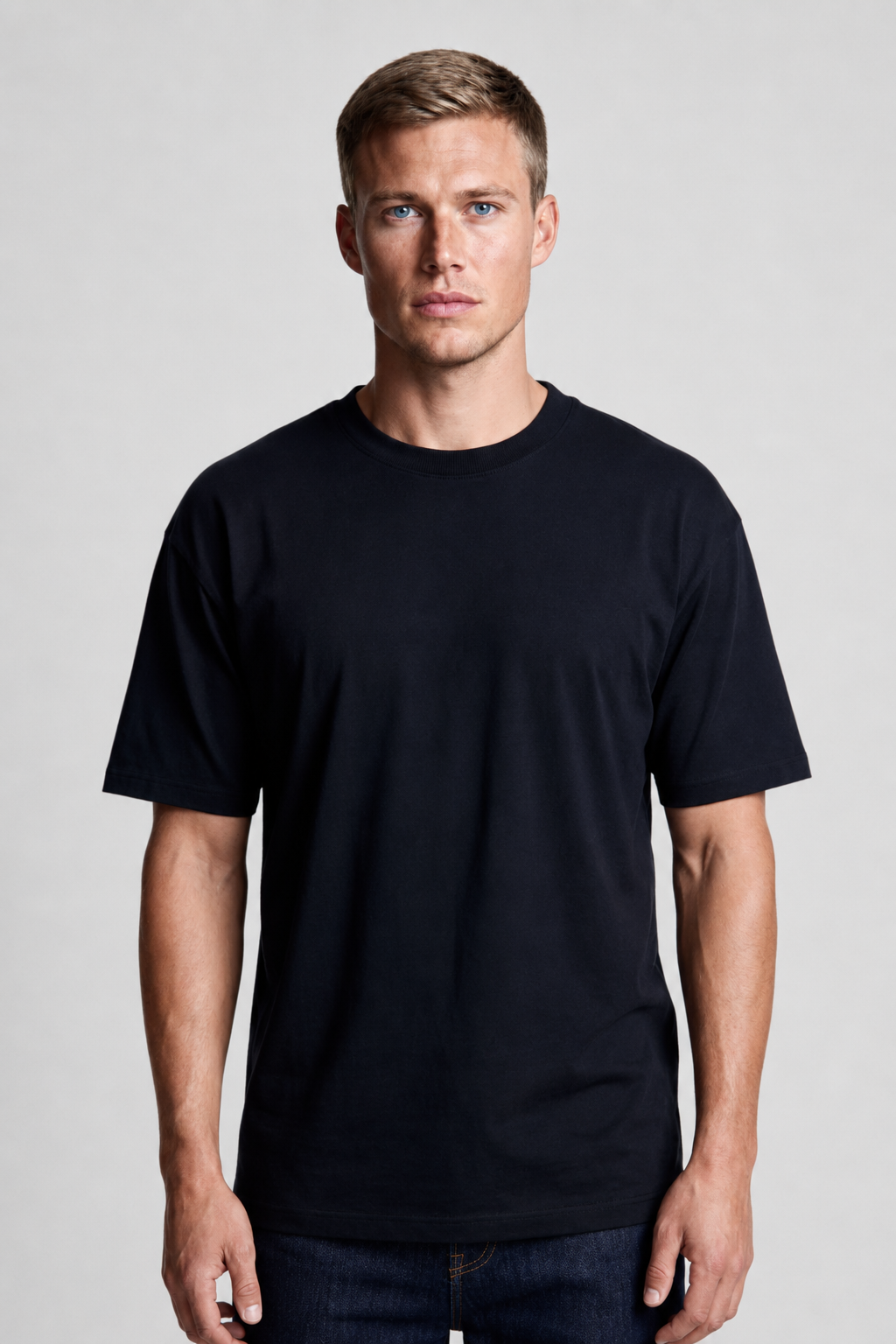 Men's T-Shirt - Black - Soft Cotton Blend - Short Sleeve Crew Neck