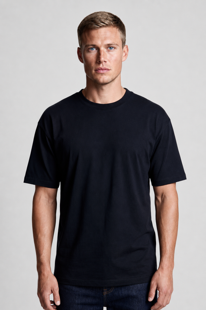 Mens Short Sleeve Black Cotton Blend Tee