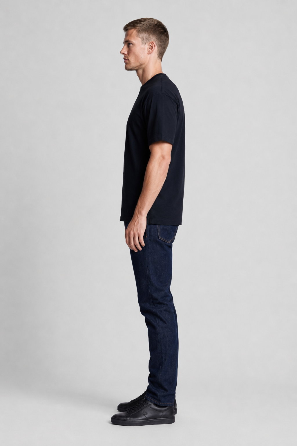 Men's T-Shirt - Black - Soft Cotton Blend - Short Sleeve Crew Neck