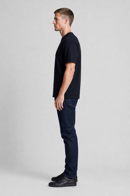 Mens Short Sleeve Black Cotton Blend Tee