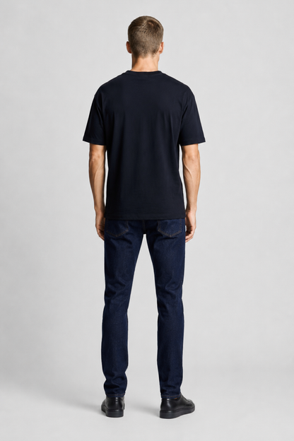 Mens Short Sleeve Black Cotton Blend Tee