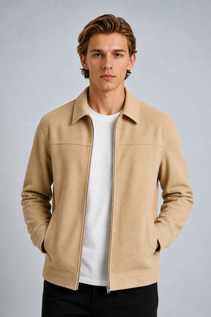 Mens Beige Suede Jacket