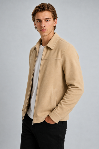 Mens Beige Suede Jacket
