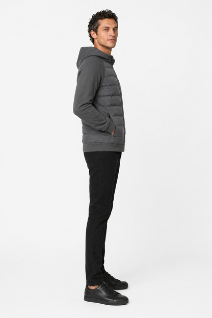 Mens Loose Fit Charcoal Knit Puffer Jacket