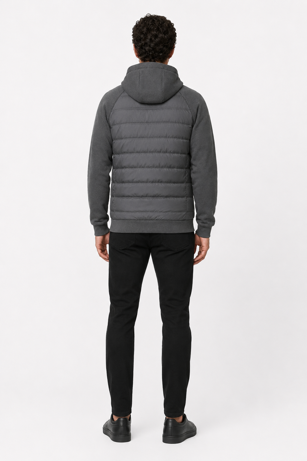 Men's Hoodie Jacket - Charcoal Gray - Knit - Loose Fit Down