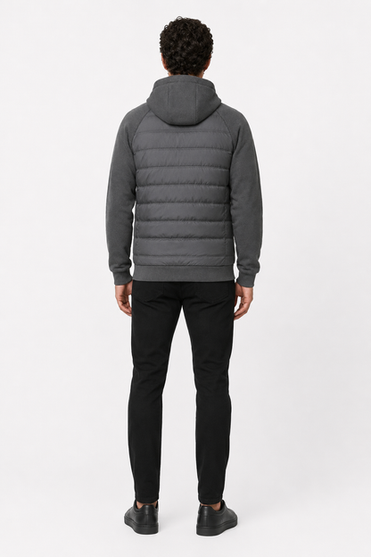 Mens Loose Fit Charcoal Knit Puffer Jacket