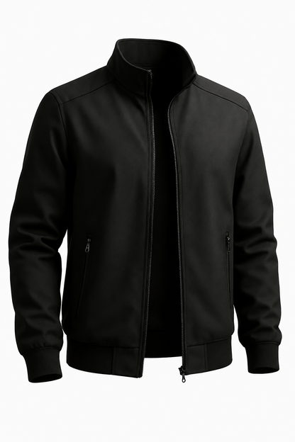 Mens Regular Fit Black Wool Bomber Jacket