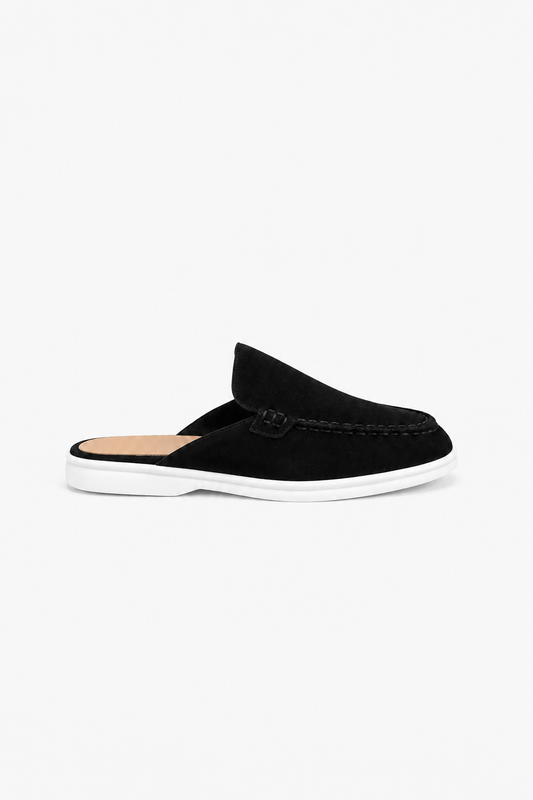 Men's Mule Loafer in Black - Comfortable Slip-On Shoe with Open Heel